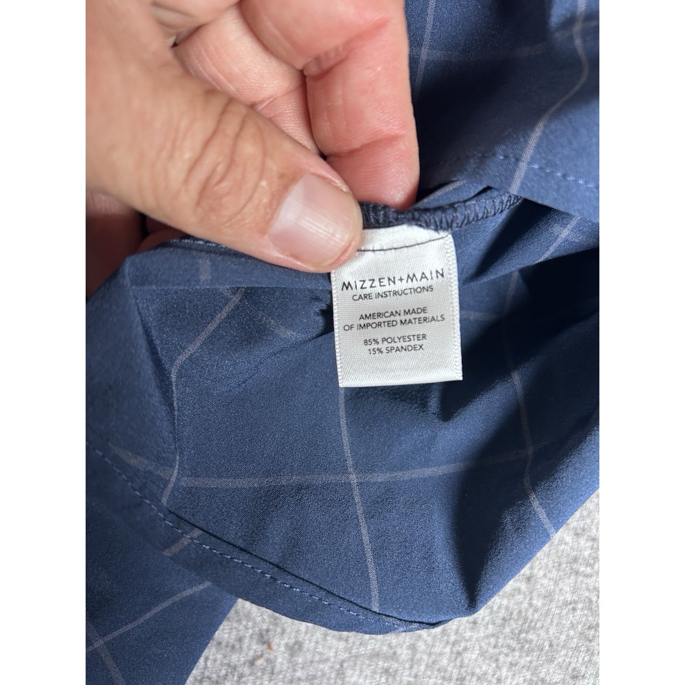 Mizzen+Main Shirt Mens XXL Blue Check Performance Trim Button‎ Up Standard Fit - Picture 7 of 8